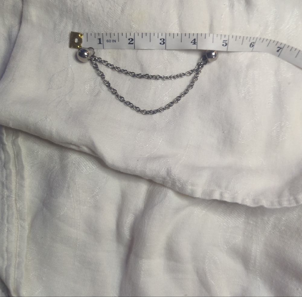 Chic Silver Double Chain Brooch - image 2